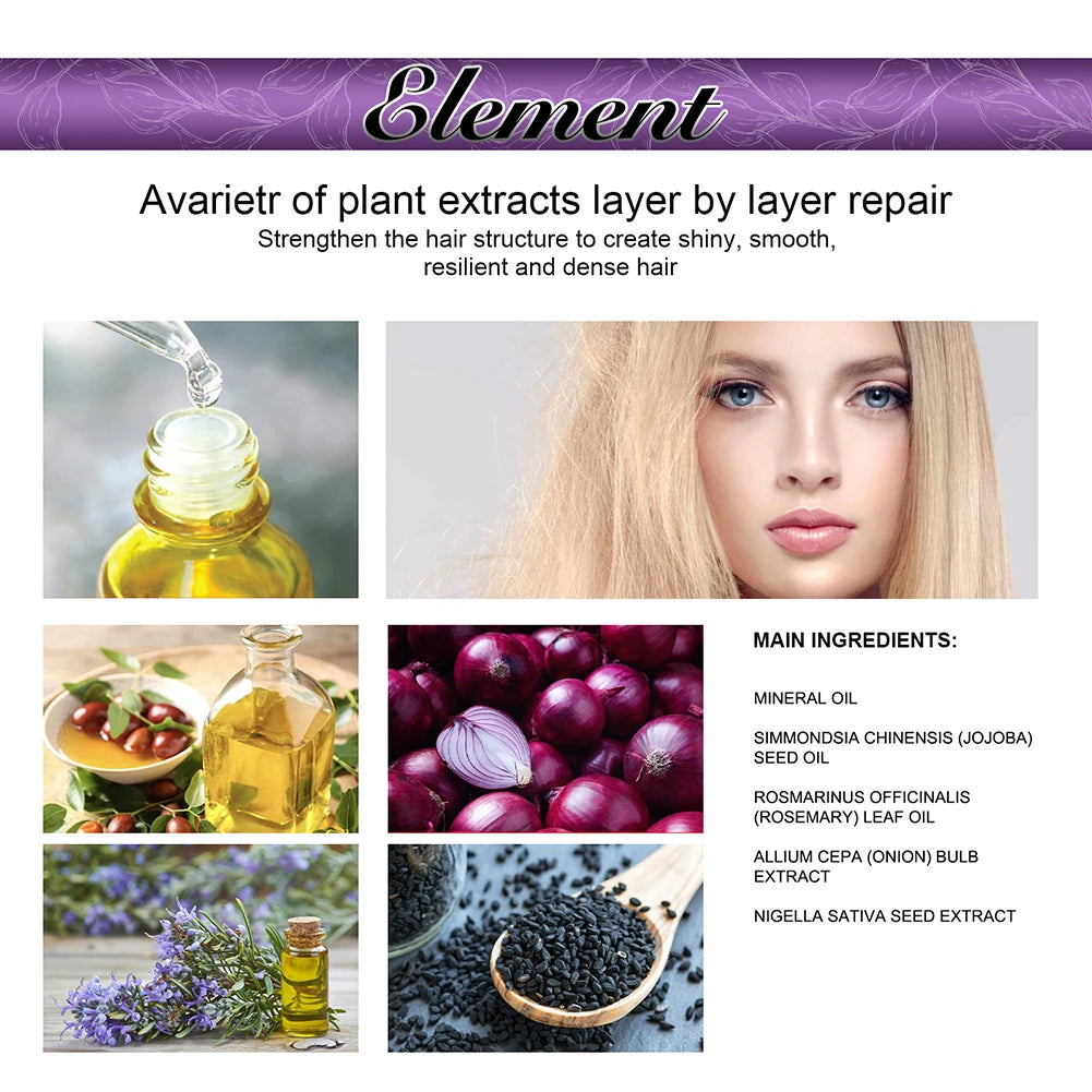 30ml Onion Rosemary Hair Growth Serum Powered With Black Seed-Oil Controls Loss Promotes Growth Shine Hair Softening Spray