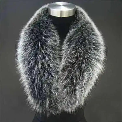 Natural Color Raccoon Fox Real Fur Collar Scarf Genuine Big Size Scarves Warp Shawl Neck Warmer Stole Muffler with Clip Loops #6