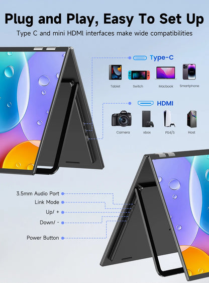 UPERFECT Delta Mega 23.8 Inch 100Hz Dual Screen Stacked Computer Display 1080P 360° Folding Triple Extender Monitor with Speaker
