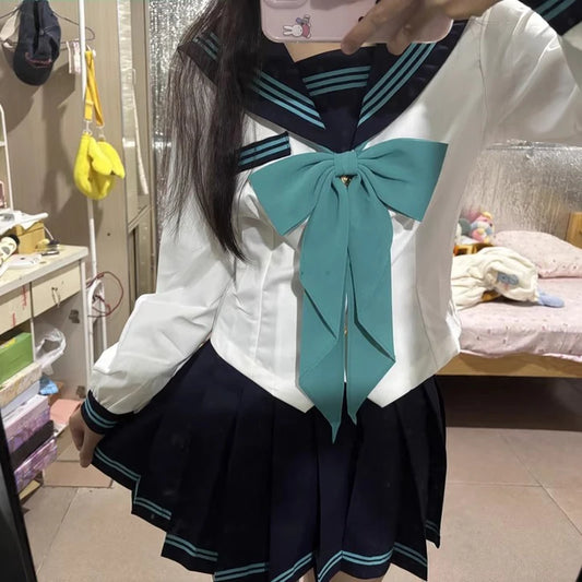 Long/Short Sleeves Sailor Suit Korean Seifuku Japanese College Middle School Girls Student Jk Uniform Women Set Pleated Skirt