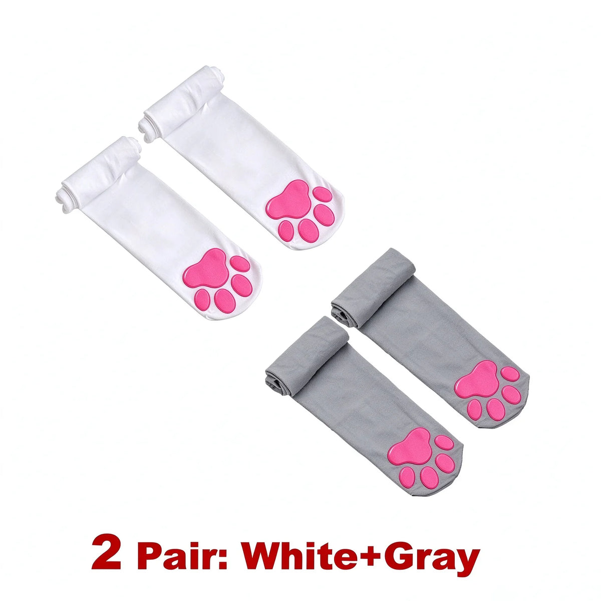 Kawaii 2D Cat Paw Pad Thigh High Socks Puffyed Pawpad Stockings Soft Cat Claw Socks for Women Cat Cosplay Over The Knee Stocking