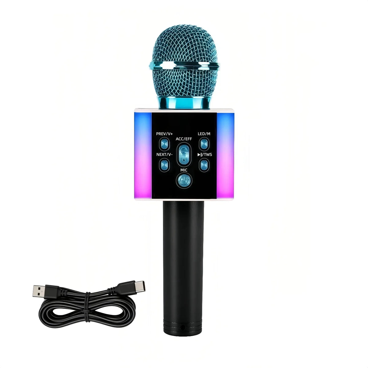 Wireless Karaoke Microphone Bluetooth Speaker LED Light Portable Singing Mic with Voice Changer for Kids Adults Party Outdoor Birthday Gift Car Travel Home KTV Rechargeable Handheld Karaoke Machine Christmas Present Fun Toy C
