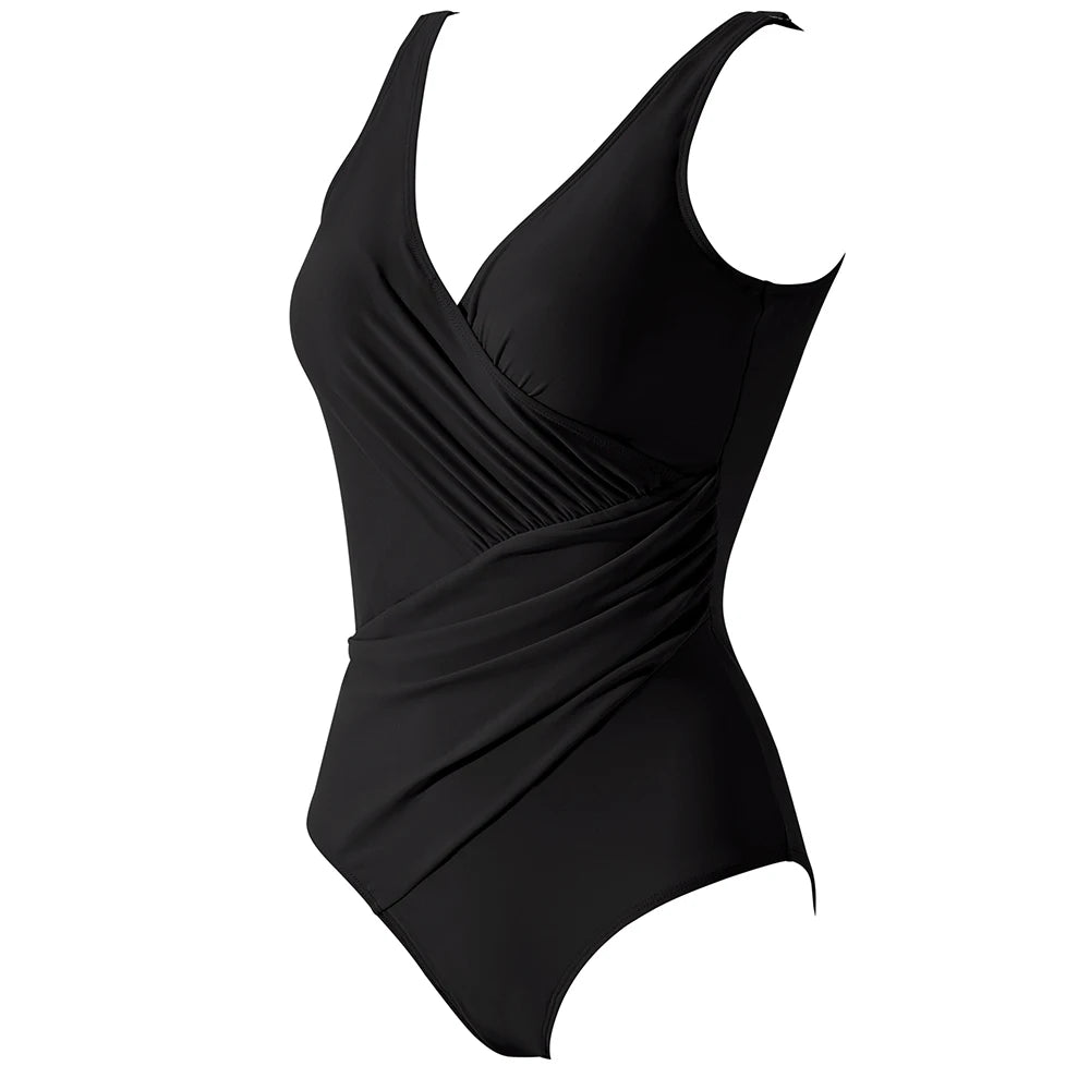 2026 New Sexy V-Neck One Piece Swimsuit For Women Plus Size Swimwear Female Bathing Suits Summer Beach Wear XL Size Swimsuit