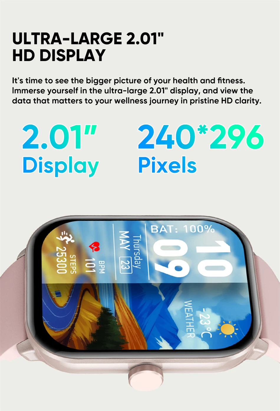 New Watch 5 Sports Smart Watch Men Women 2.01" AMOLED Screen Fitness Tracker Heart Rate ECG Waterproof GPS Track Call Smartwatch