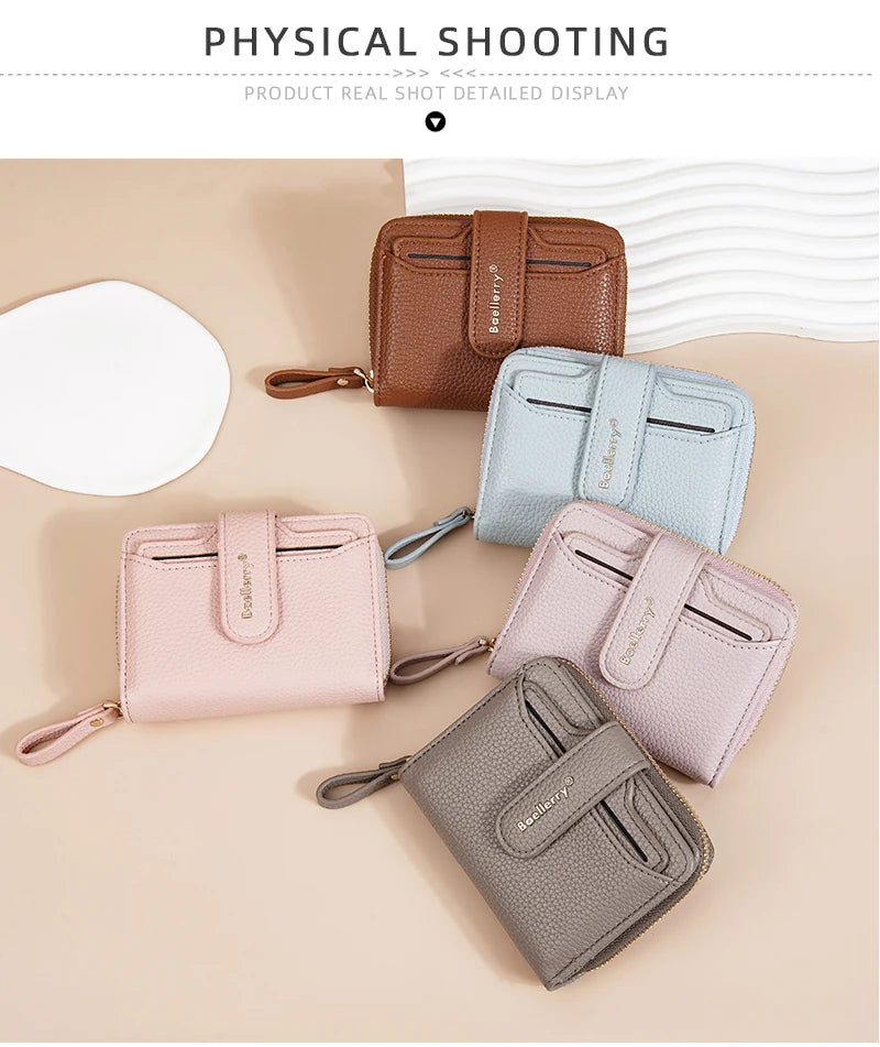 Baellerry Women Stylish Zip Around Card Wallet Multi-Functional RFID Blocking Purse 6 Card Slots and Coin Pocket Minimalist Gift