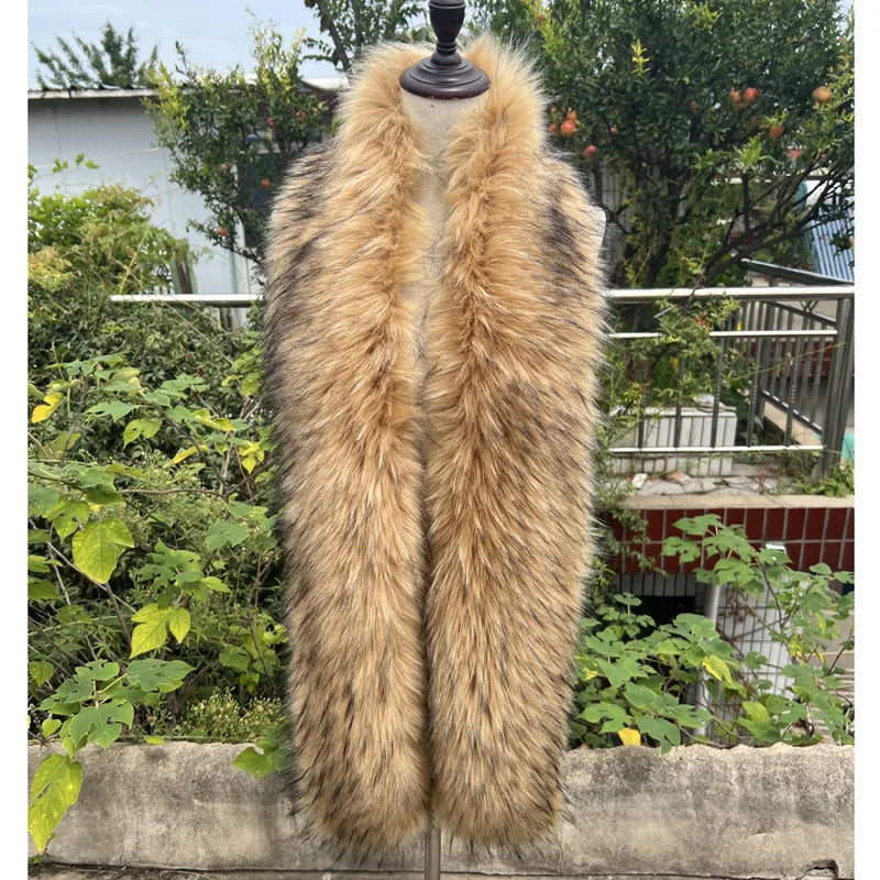 2025 New Faux Fox Fur Scarf Women Long Plush Warm Winter Fashion Fake Fur Wrap Collar