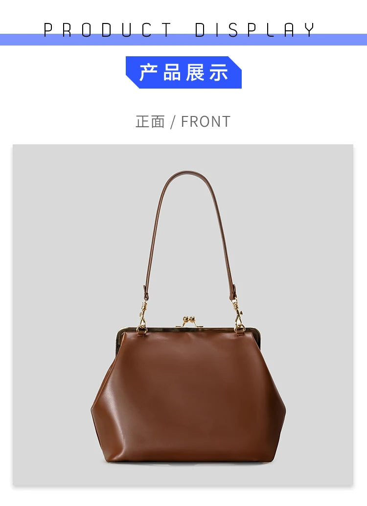 Fashion Large Kisslock Clutch Bag for Women Designer Clip Shell Women Shoulder Bags Luxury Soft Pu Leather Pink Color Handbags