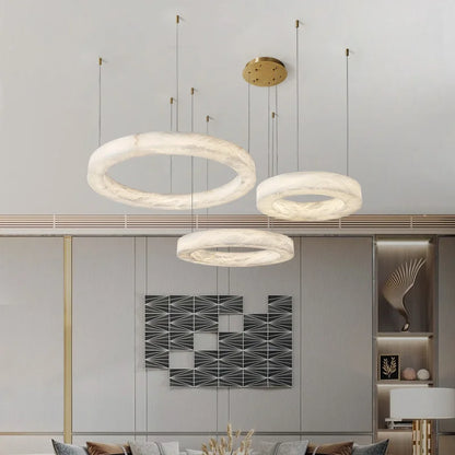 Alabaster Chandelier Spanish Natural Marble Round Hanging Chandeliers For Living Dining Room Loft Bedroom Alabaster Lights