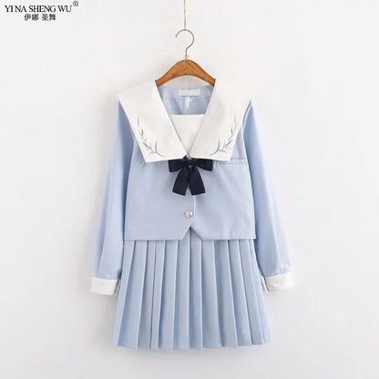 Japanese School JK Uniform Long Short Sleeve Shirt Pleated Skirt Suits Teenage Girls Cheerleading Chorus Party Sailor Uniforms
