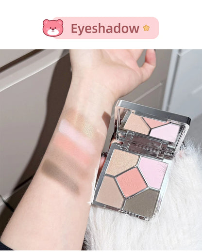 ART VALUE 7PCs Multipurpose Makeup Sets Include 3 Matte Lip Mud,1 Pressed Powder,1 Blush,1 Eyes Palette And Necklace Cosmetics