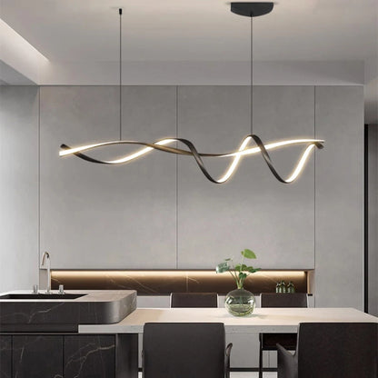 NEO Gleam Matte Black Modern Led Pendant Lights For Dining Room Kitchen Island Bar Room Indoor Hanging Pendant Lamp Fixtures