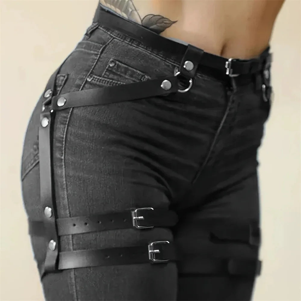 Punk Style Y2K Fashion Pu Leather Waist Belt For Women Harness Belt Suspenders Body Corset Accessories