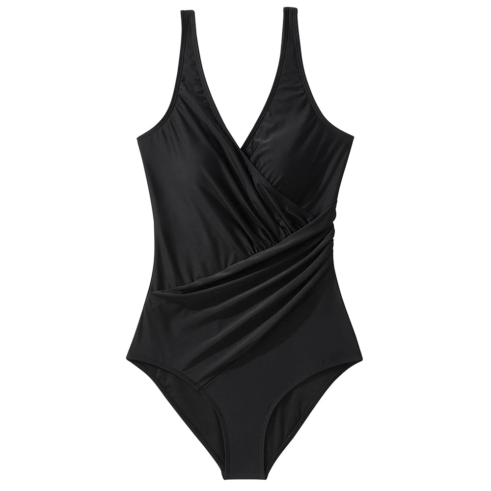 2026 New Sexy V-Neck One Piece Swimsuit For Women Plus Size Swimwear Female Bathing Suits Summer Beach Wear XL Size Swimsuit