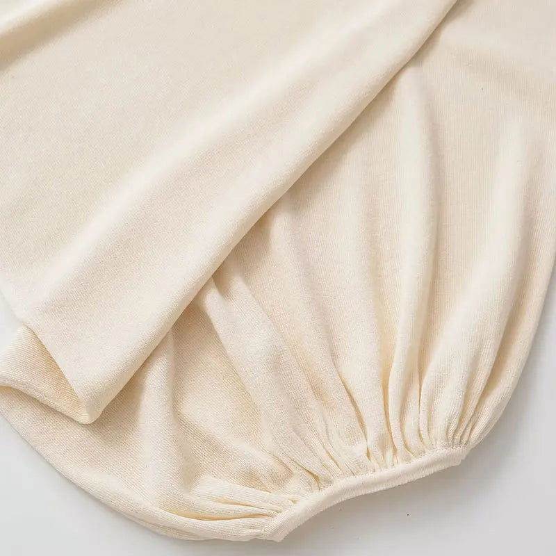 TFAFXY 2026 Spring Casual Women Knit Solid Long Sleeve Chic Beige Bat Sleeve Loose Fashion Sweater