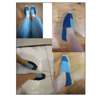 Espadrilles Women's Shoes Luxury Denim PATCHWORK  Flat Platform  Stylish and Trendy Footwear for Fashion-Forward Females