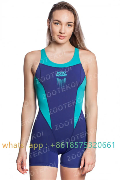 Women Open Back Kneeskin Tech Suit Swimsuit Competition Training Neck to Knee Swimsuit One-piece Jumpsuit Professional Swimsuit