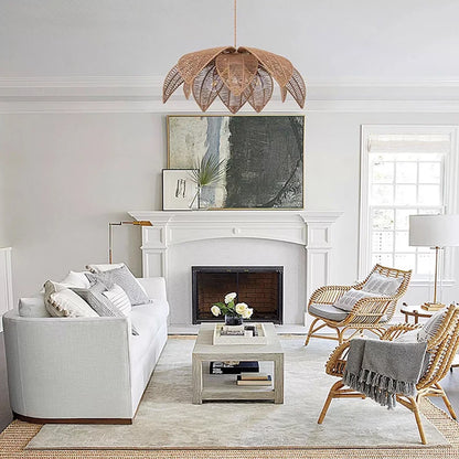 Nordic American Retro Rattan Chandelier Home Decor Living Dining Room Pendant Lights Bedroom B&B Restaurant Hanging Lamp Fixture