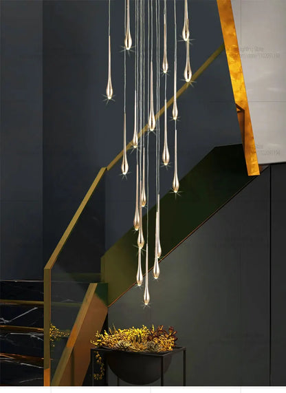 Minimalist LED Chandelier Luxurious Modern Living Room Lighting Duplex Attic Home Decoration Dining Room Staircase Pendant Light