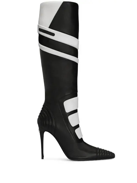 Fashion Leather Pointed Toe Zip Boots Women Design Sexy Stiletto High Heel Knee High Boots Lady Shoes Party Fall Luxury