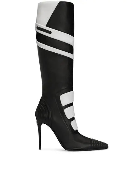 Fashion Leather Pointed Toe Zip Boots Women Design Sexy Stiletto High Heel Knee High Boots Lady Shoes Party Fall Luxury