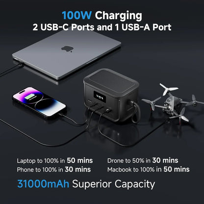 ALLPOWERS 31000mAh SOLAX P100 Portable Power Station 99.2wh Solar Generator with USB Output, LiFePO4 Battery for Camping Home RV