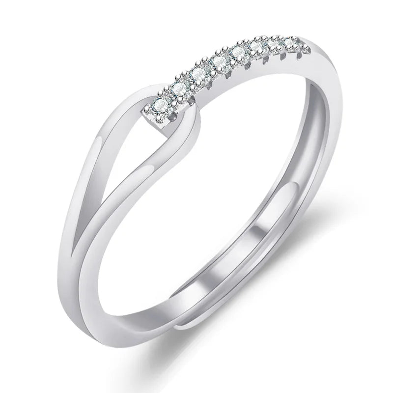 Original 925 Sterling Silver Ring High Quality Adjustable Opening AAA Zircon For Women Wedding Fine Fashion Jewelry Gift