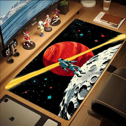 Space Astronaut DJ Mouse Pad Large Computer Office Game Table Mat Rubber Anti-slip Stitched Keyboard Mats 90x40 XXL Desk Pads