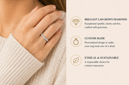 Custom Lab Grown Diamond VVS Clarity 9K 14K Gold 0.5cttw D Color Anniversary Engagement Promise Wedding Ring for Women
