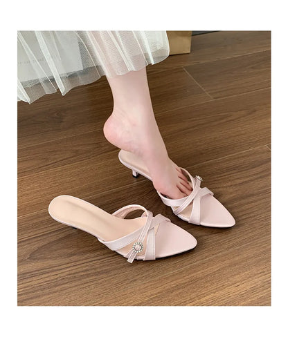 Sexy High Heels Slippers Pointed Toe Heels Shoes for Woman Sandals Luxury Dress Slides Elegant Pumps Party Mujer Flip Flops