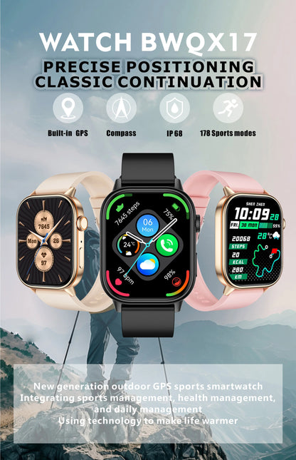 LIGE 2026 For Android IOS GPS Smart Watch Women 2.01" HD Screen Heart Rate Bluetooth Call Compass IP68 Waterproof Men Smartwatch