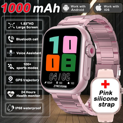 2026 New 1000 mAh Smart Watch Men Women 1.85“HD AMOLED GPS track Full Touch Screen IP68 Waterproof Bluetooth Call SmartWatch Man