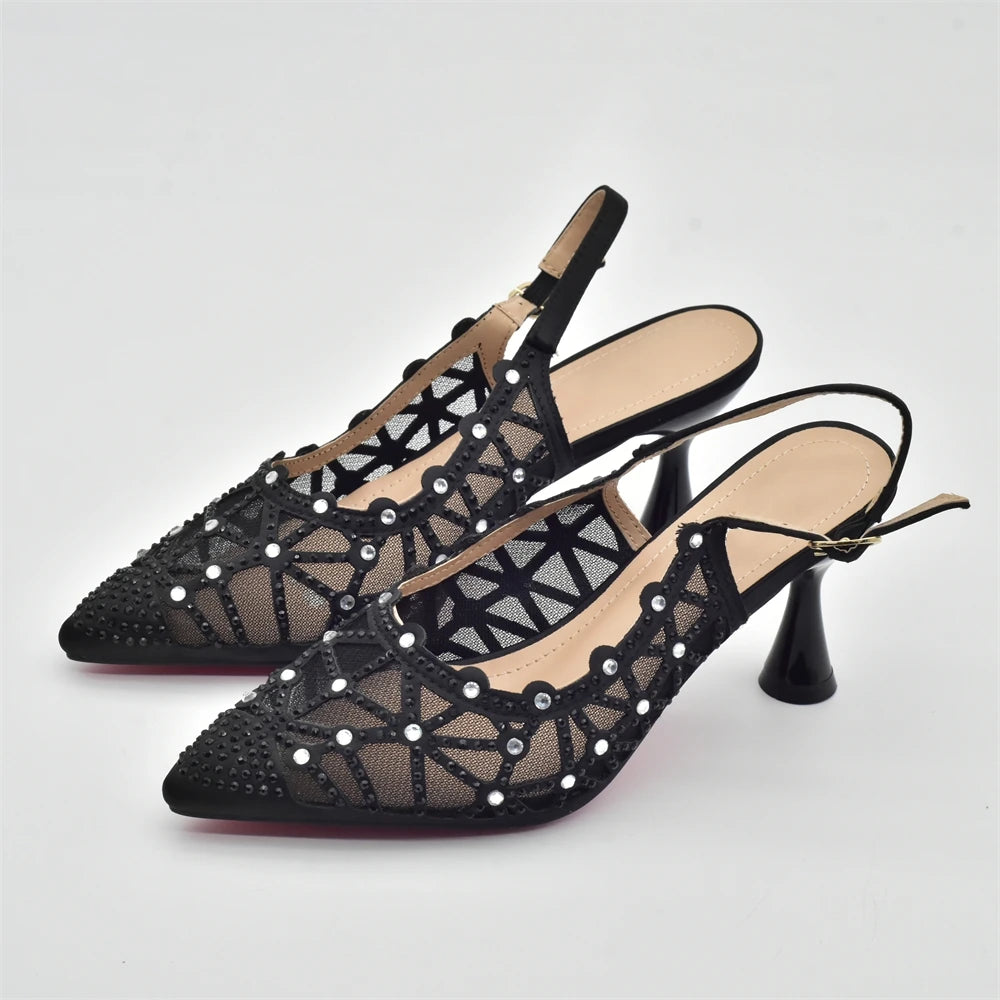 Italian Shoe and Bag Set for Party In Women Shoes for Women 2025 Designer Luxury Hollow Design Trendy Party Ladies Shoes and Bag