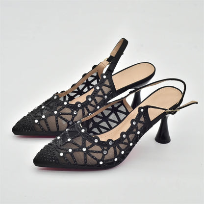 Italian Shoe and Bag Set for Party In Women Shoes for Women 2025 Designer Luxury Hollow Design Trendy Party Ladies Shoes and Bag