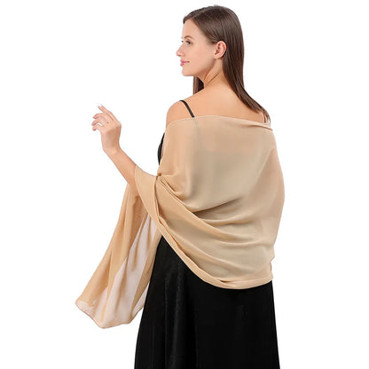 Pure Color Chiffon Shawls for Evening Dresses Women Wedding Evening Party Capes Scarves Summer Beach Towel Sunscreen Shawl