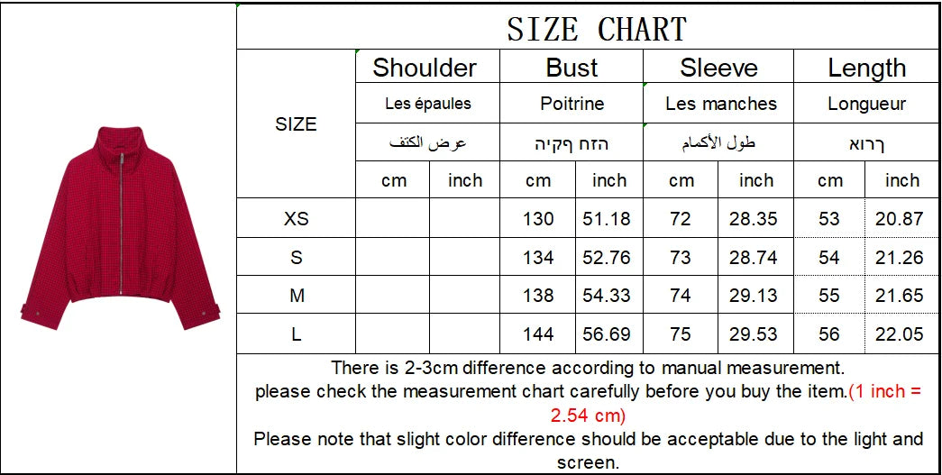 Autumn Fashion Plaid Bomber Jacket Women's Jacket Crop Oversized Long Sleeve Top Casual Zipper Outerwears Outdoor Coats
