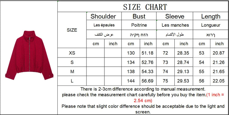 Autumn Fashion Plaid Bomber Jacket Women's Jacket Crop Oversized Long Sleeve Top Casual Zipper Outerwears Outdoor Coats