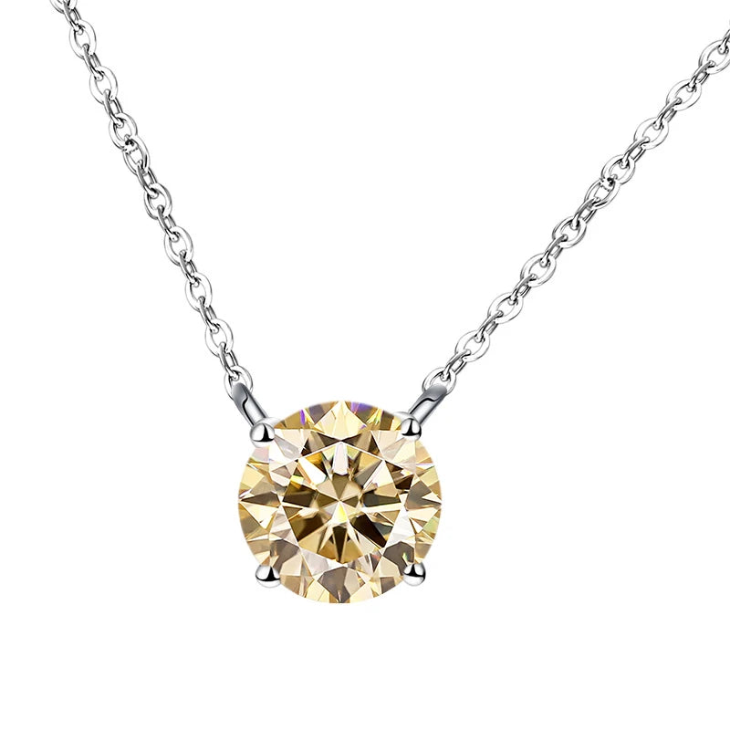 JoyceJelly 1/2/3/5 Carat Moissanite Necklace for Women 925 Sterling Silver Wedding Bridal Fine Jewelry for Women