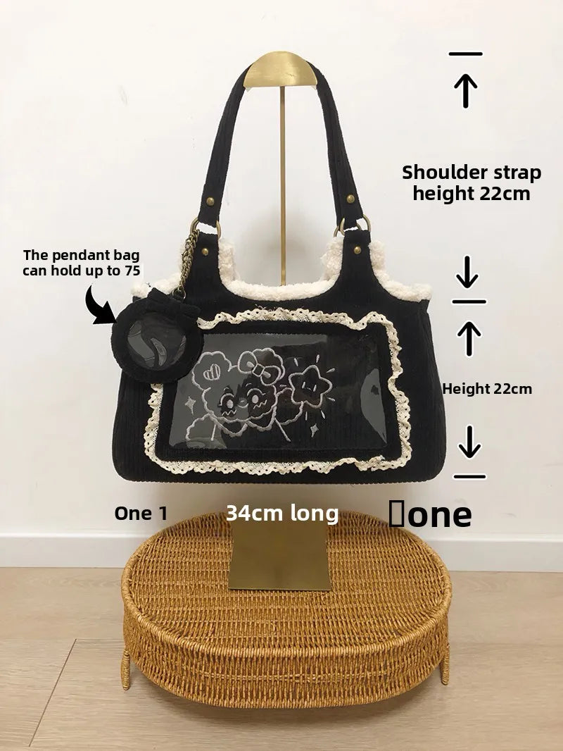 Original Corduroy Satin Lace Ribbon Daily Shoulder Bags Women's Bag Handbags for Women Cute Tote Bags for Women