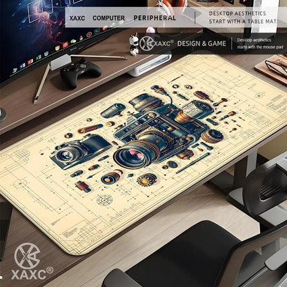 Camera Disassembly diagram Mouse Pad Large Computer Office Game Table Mats Rubber Anti-slip Gaming Keyboard Long Desk Pads XAXC