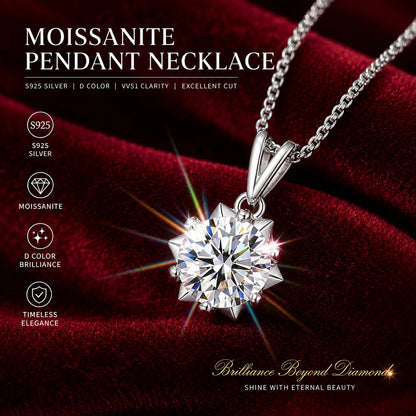 18K Gold Plated 1.0ct VVS1 D Color With Certificate Moissanite Necklace S925 Sterling Sliver Fine Jewelry for Woman Jewelry Gift