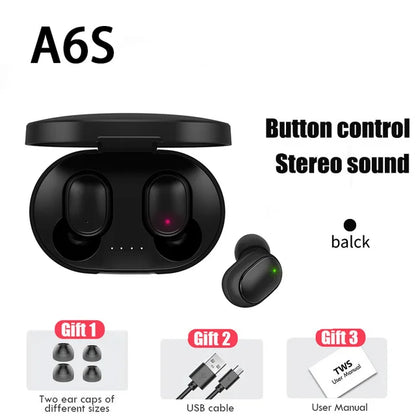 A6S TWS Earphones Wireless Bluetooth 5.1 Headphones Touch Control Earbuds With Mic Earphones Sport Waterproof Headset for xiaomi