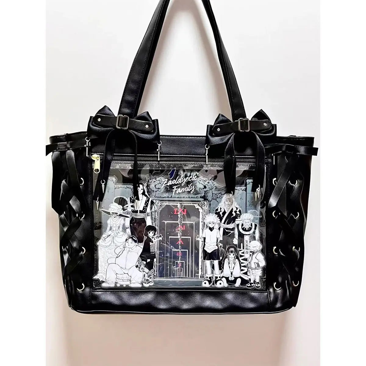 New Japanese Cute Sweet Ribbon Ita Bag Lolita Girls Transparent Handbags Fashion Large Capacity Tote Bag Aesthetic Shoulder Bags