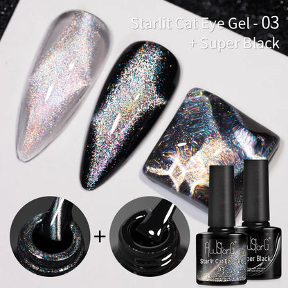 AWStorG 7.5ml Starlit Chameleon Cat Magnetic Gel Nail Polish Double Colors Semi Permanent UV Gel Varnish Need Black Base