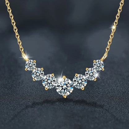 U-Smile Moissanite Necklace D VVS1 for Women D Color Sparkling Lab Diamon Luxury Necklaces 925 Sterling Silver with Certified
