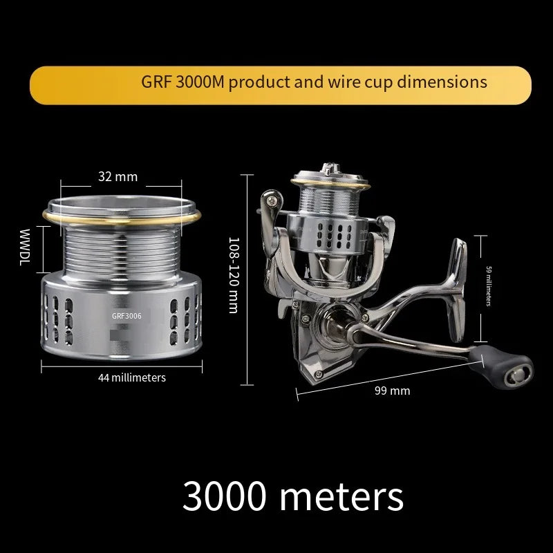 2026 New Spinning Fishing Reel All Metal 5.2:1 Speed ratio Max Drag 15KG Left/Right Interchangeable Suitable Any Body of Water