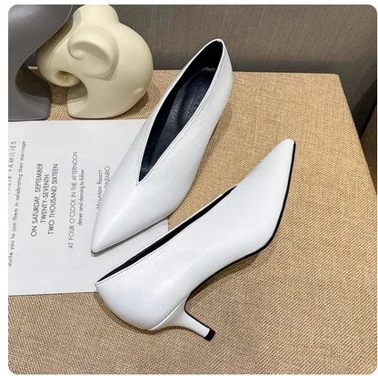 Sandals Luxury Brand Sexy Dress Shoes Elegant Chunky High Heeeled Pumps Sexy Pointed Toe Evening Shoes Women Shoes V Cut Shoes
