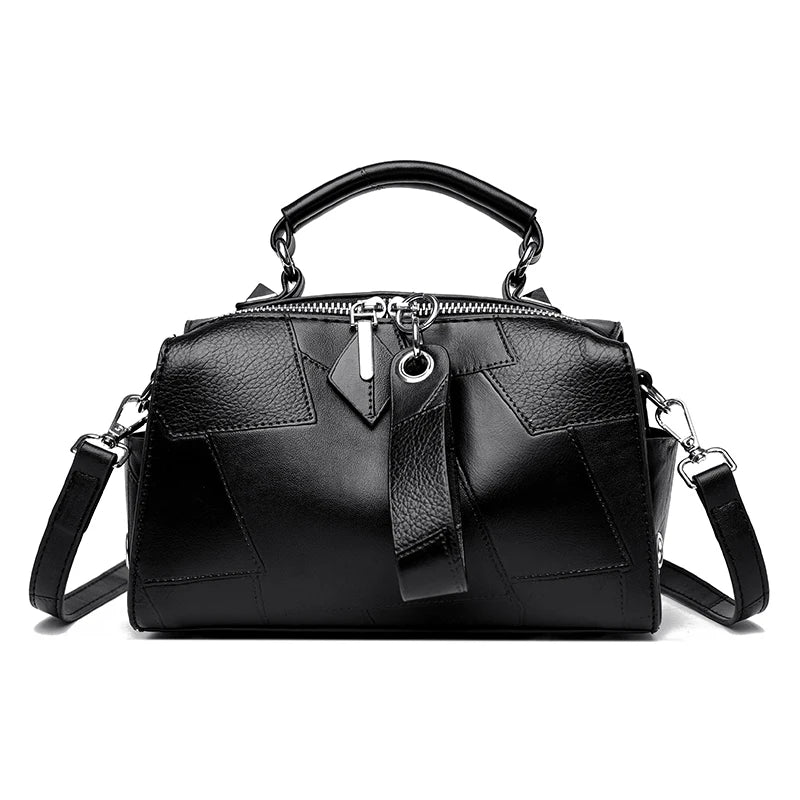 New Fashion Crossbody Bags Women's Genuine Leather Bag Simple Tote Bag Vintage Boston Handbag Luxury Design Female Shoulder Bags