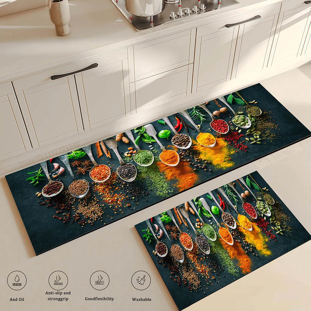 Grains Pattern Absorbent Non-Slip Kitchen Mat Anti-Fatigue for Comfort Doormat Rug Washable Modern Entrance Carpet Large Mats