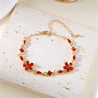Elegant Crystal Flowers Bracelets For Women Girls Y2K Sweet Sparkling Zircon Floral Plant Chain Bracelet Luxury Wedding Jewelry