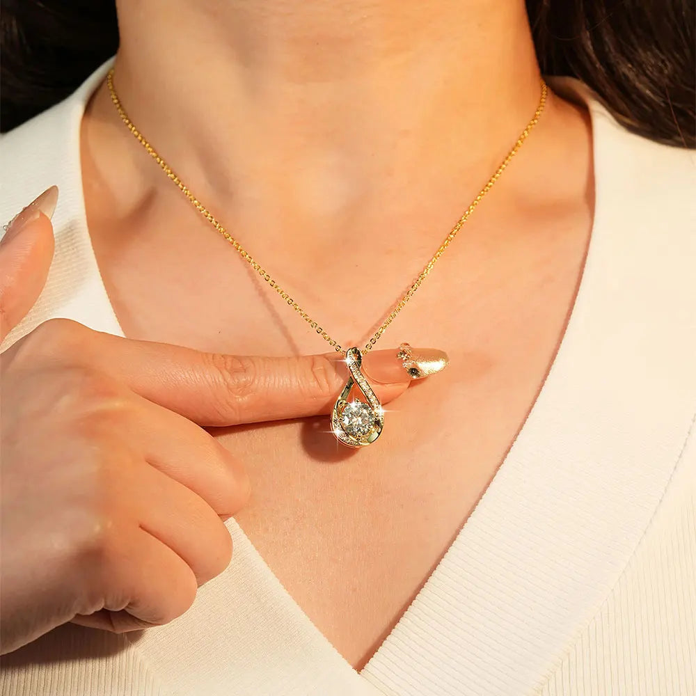 OXTAO Women Pendant Necklace Infinity Shiny 8mm 2ct D VVS1 Moissanite with Certificate Silver Color/Gold Color Wedding Party Daily Trendy Jewelry Accessories for Women Girl Mother's Day, Birthday Gift